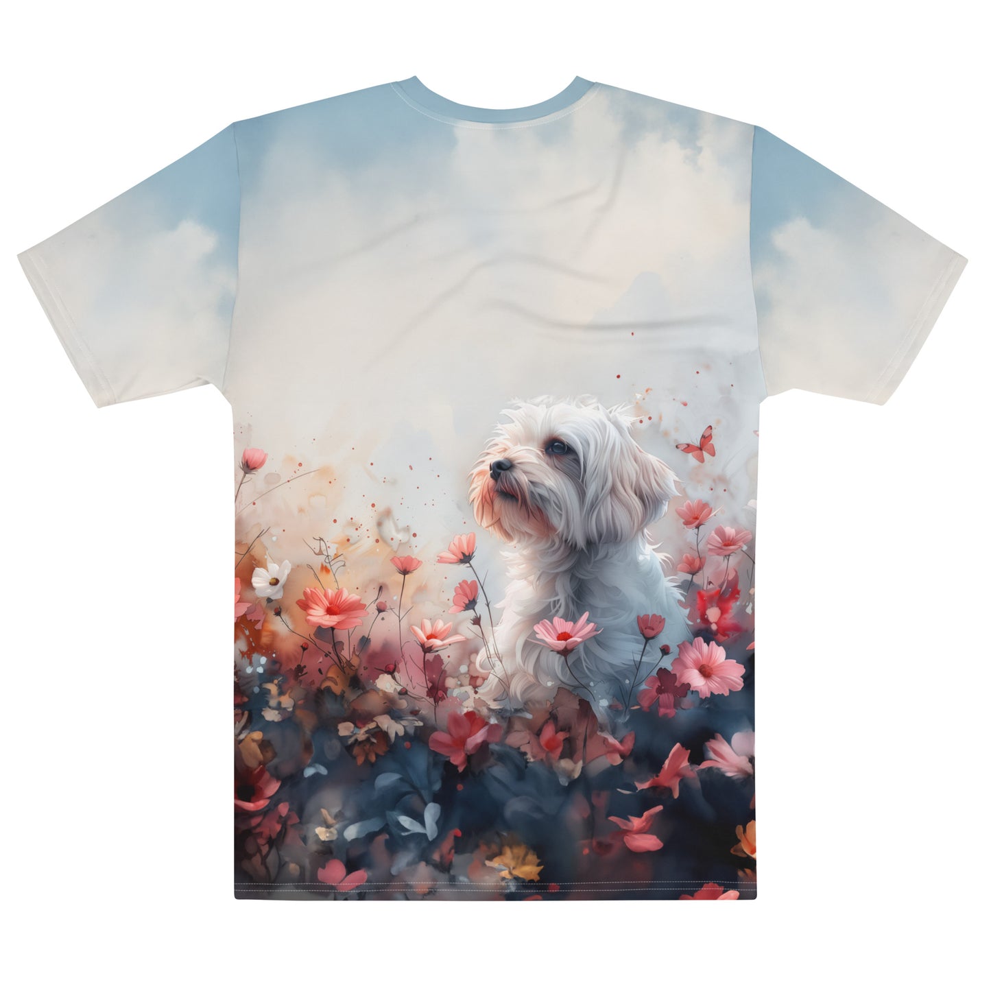 Fluttering Beauty - Coton de Tulear Amongst Flowers Mid-Weight T-Shirt