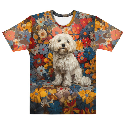 Flower Power Pup: Vibrant Coton de Tulear Mid-Weight T-Shirt