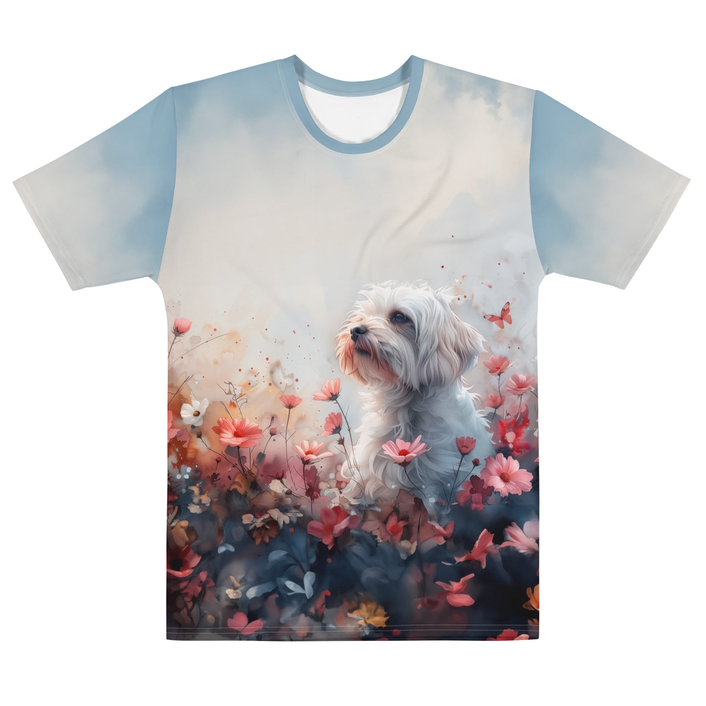 Fluttering Beauty - Coton de Tulear Amongst Flowers Mid-Weight T-Shirt