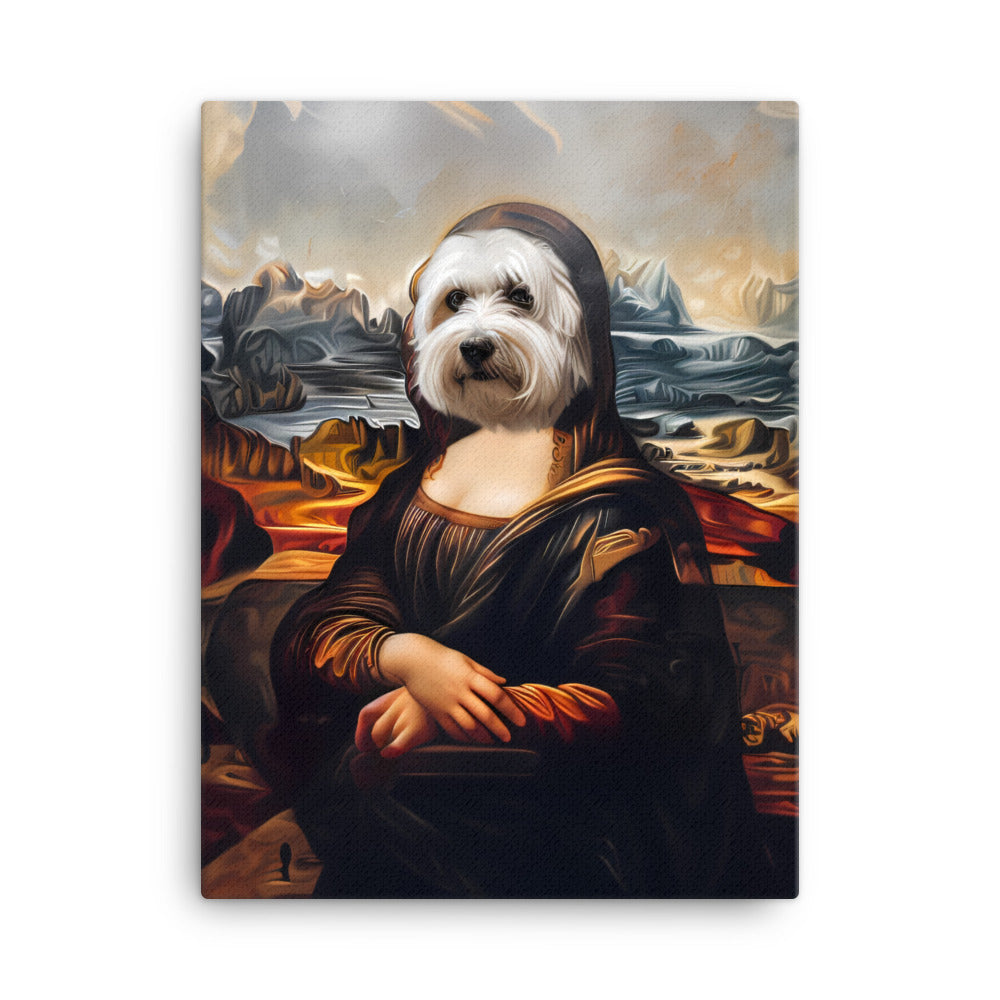 A Coton de Tulear head on the Mona Lisa.