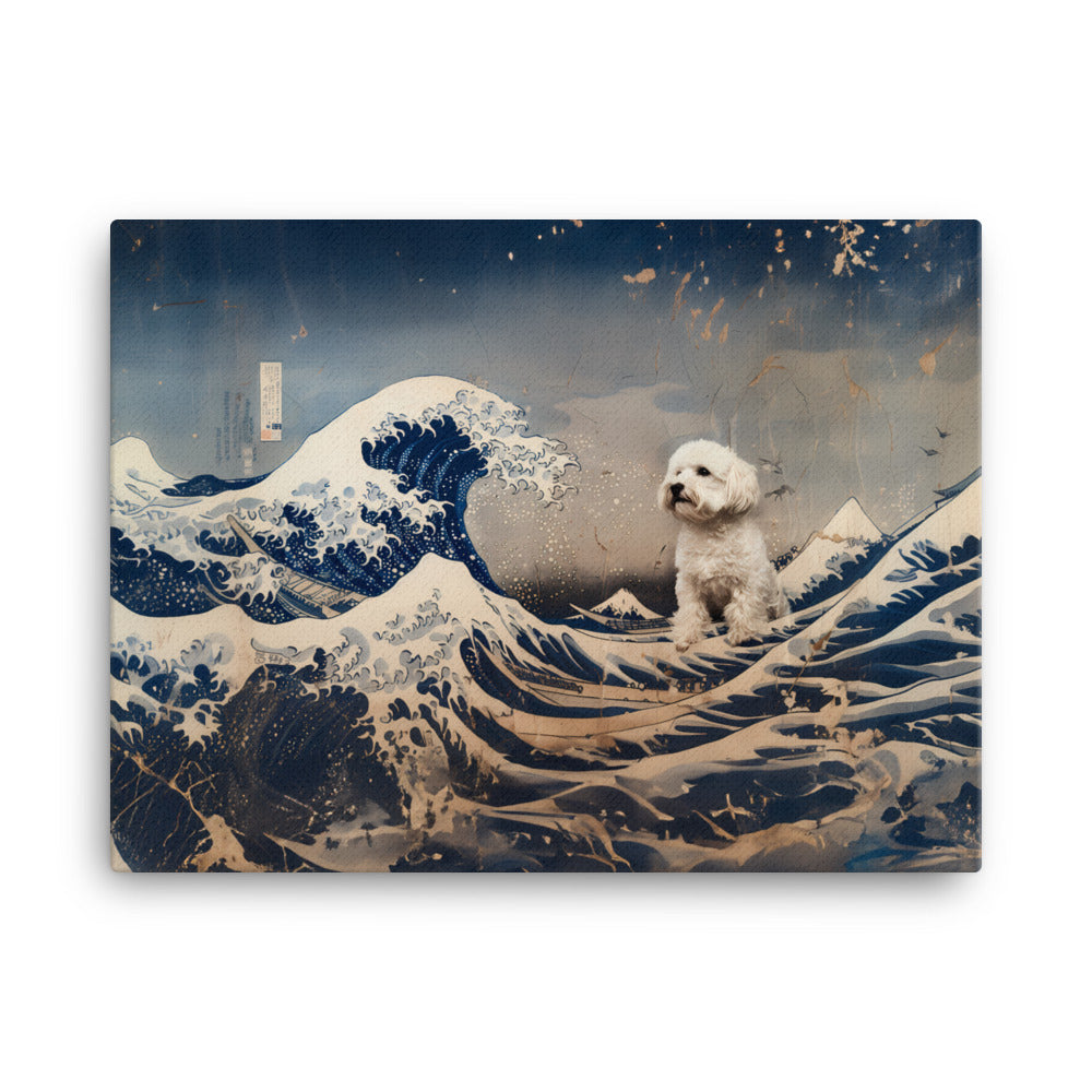 Coton De Tulear dog in Japanese Ocean Painting