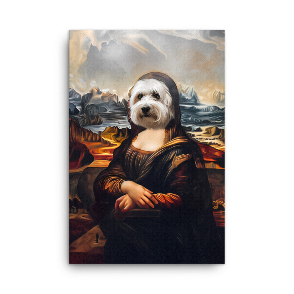 A Coton de Tulear head on the Mona Lisa.