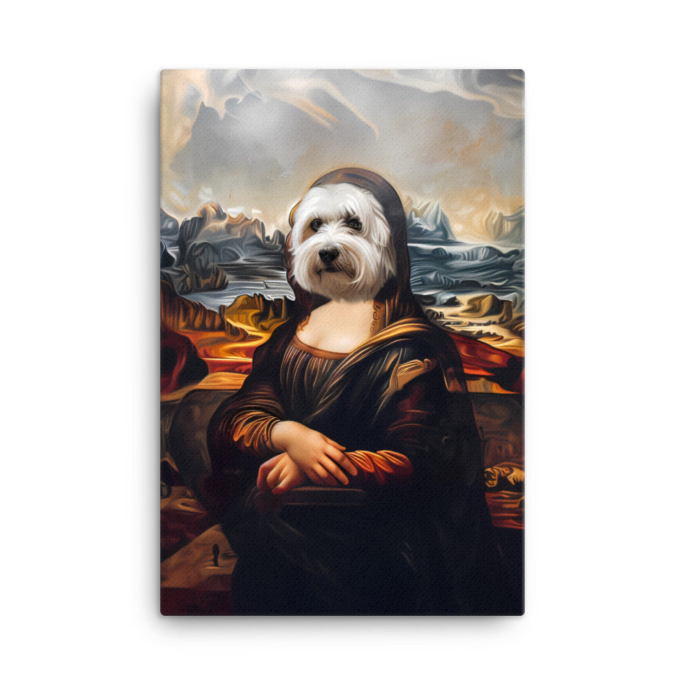 A Coton de Tulear head on the Mona Lisa.