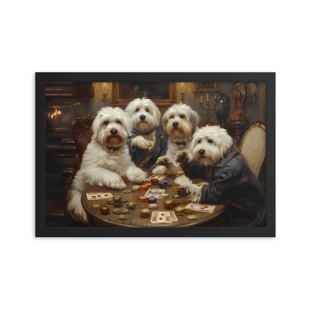 Coton de Tulears play a round of poker.