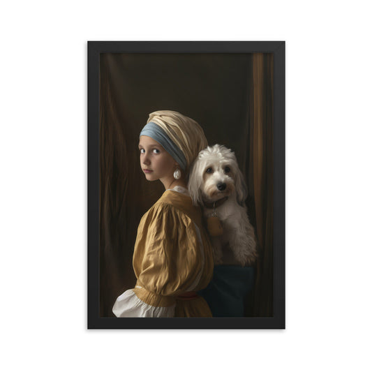 A Coton De Tulear dog stars in the painting "Girl with a Pearl Earing" 