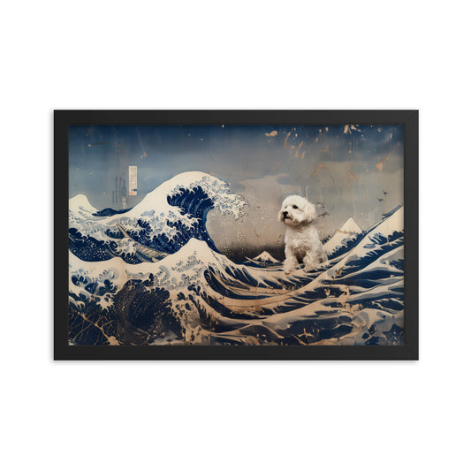 Coton De Tulear dog in Japanese Ocean Painting