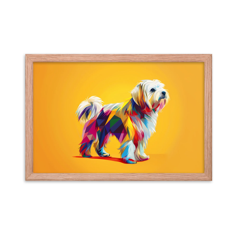 A Geometric Coton de Tulear Graphic with origami inspired color blocks.