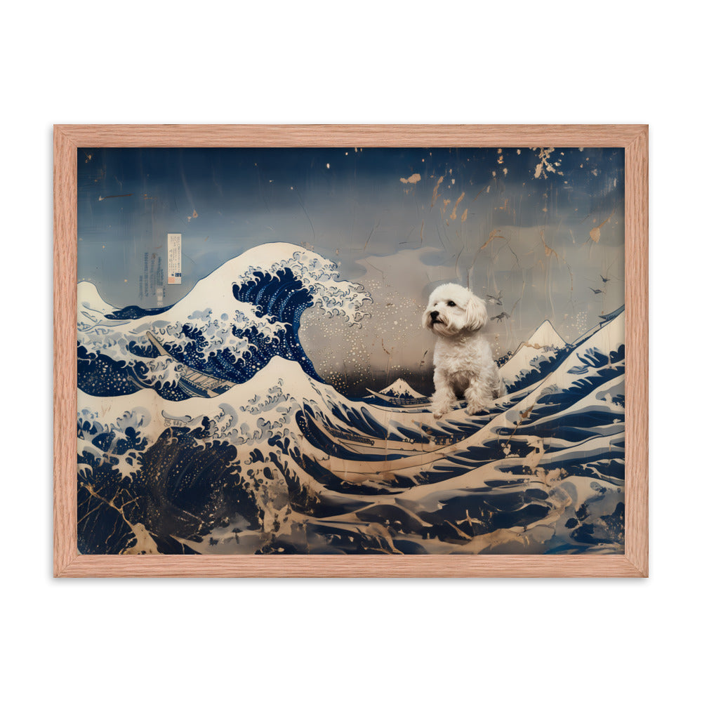 Coton De Tulear dog in Japanese Ocean Painting