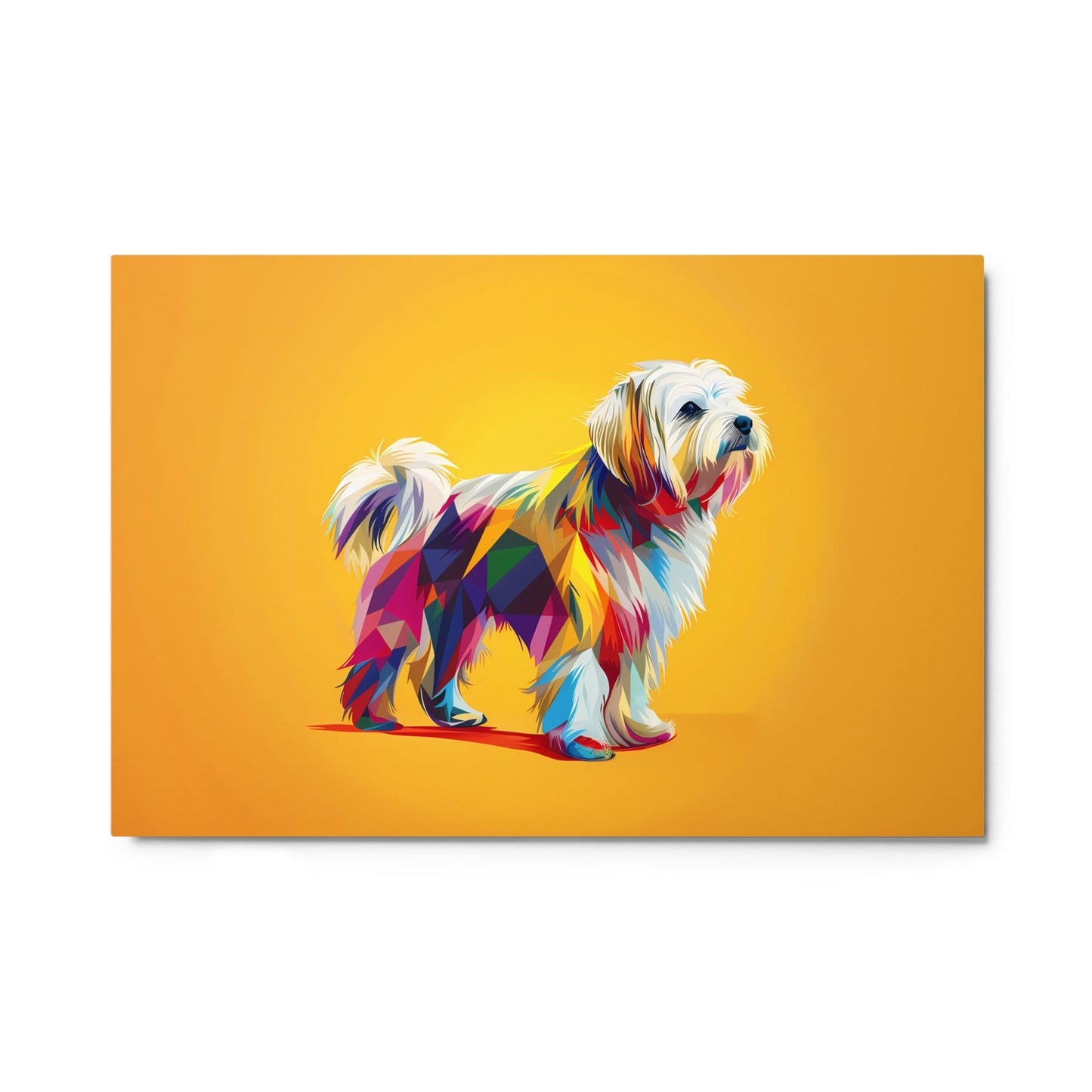 A Geometric Coton de Tulear Graphic with origami inspired color blocks.