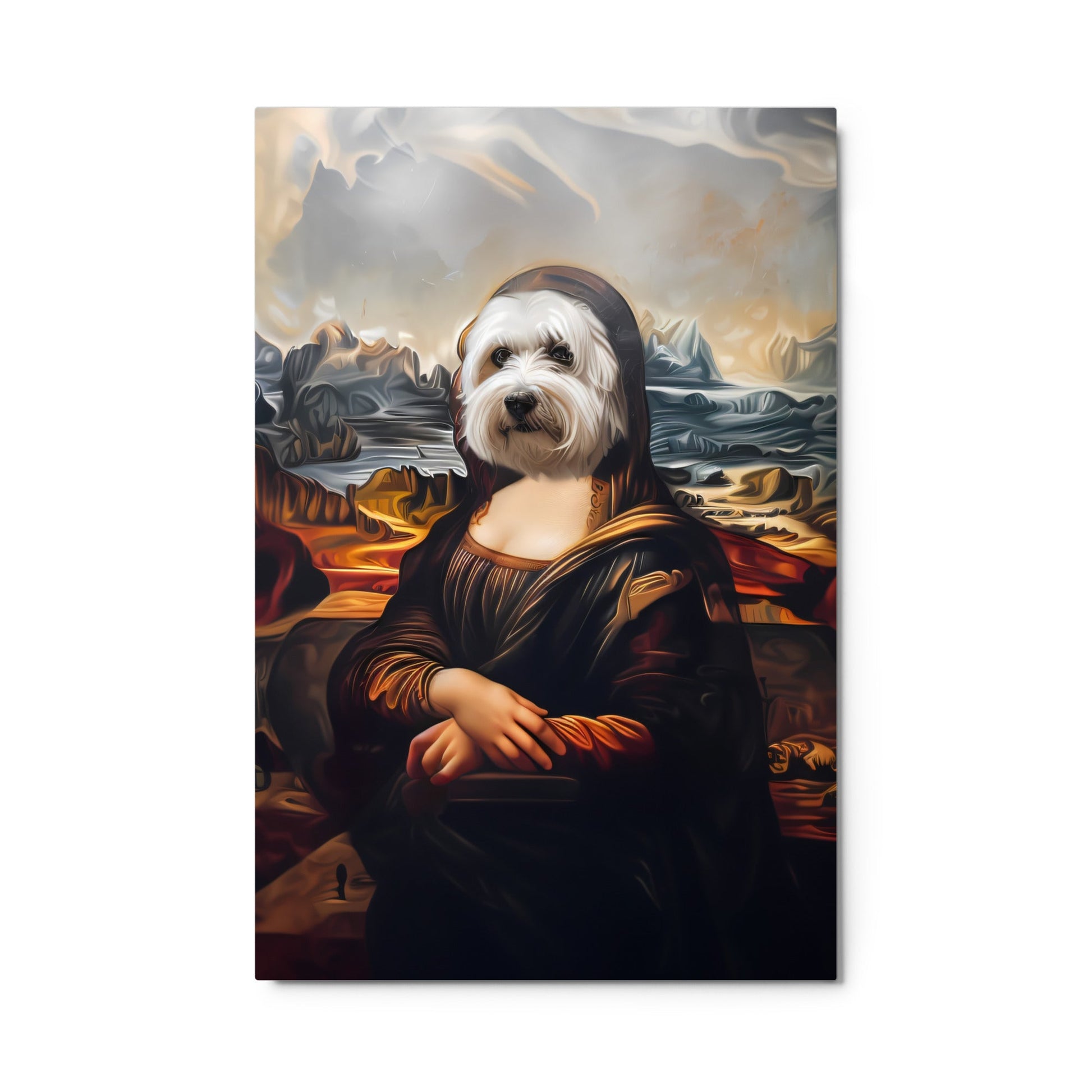 A Coton de Tulear head on the Mona Lisa.