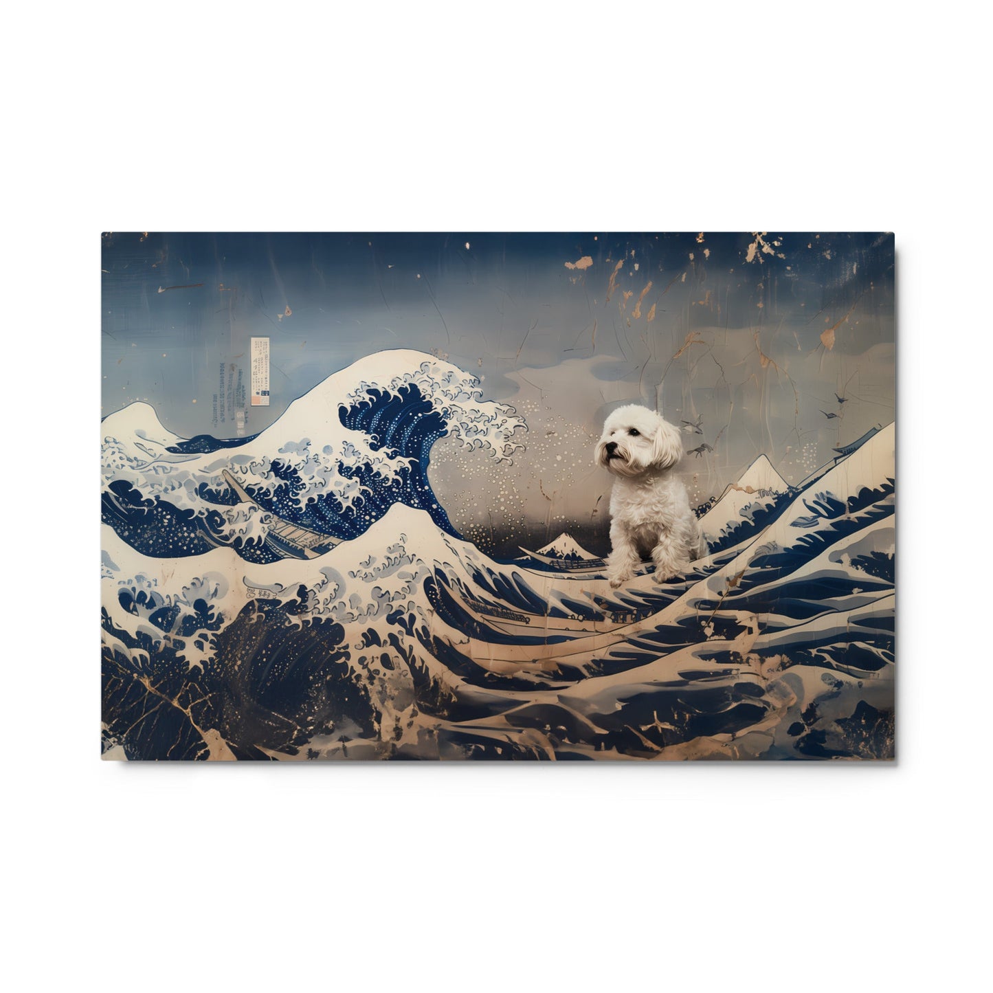 Coton De Tulear dog in Japanese Ocean Painting