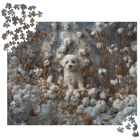 Coton de Tulear in a field of coton, jigsaw puzzle