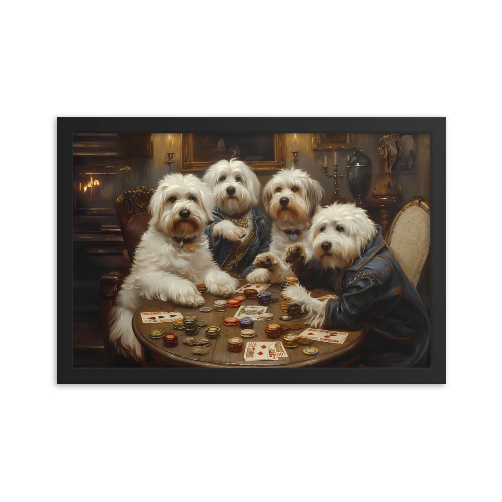 Coton de Tulears play a round of poker.