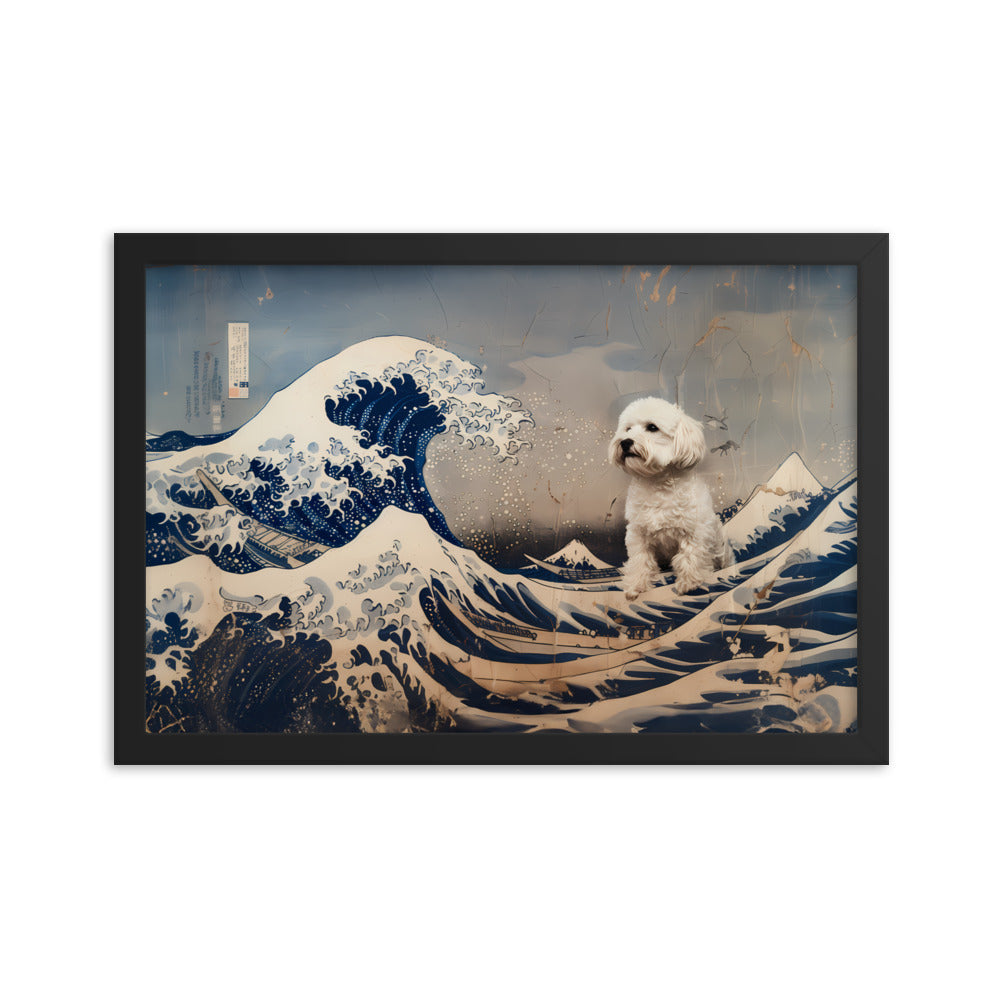 Coton De Tulear dog in Japanese Ocean Painting