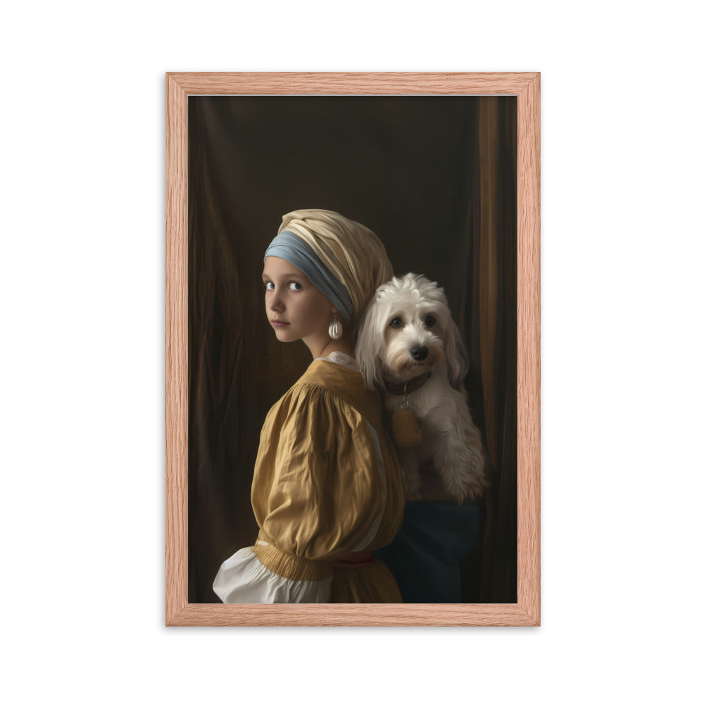 A Coton De Tulear dog stars in the painting "Girl with a Pearl Earing" 