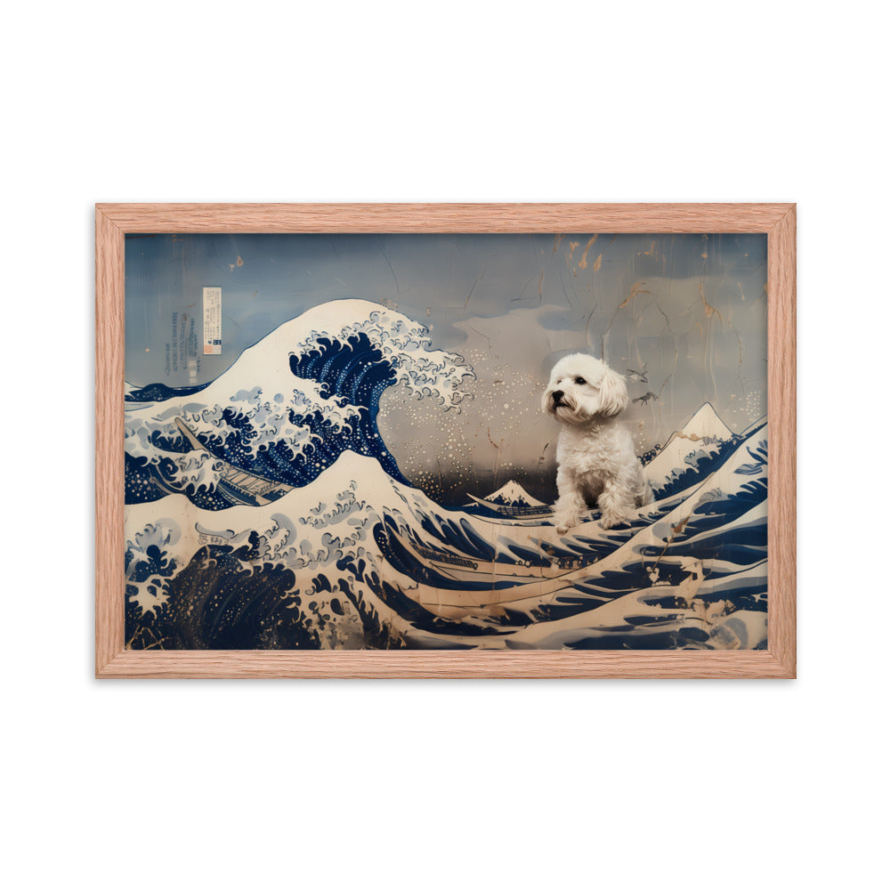 Coton De Tulear dog in Japanese Ocean Painting