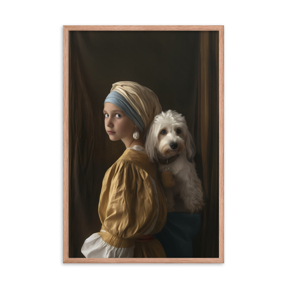 A Coton De Tulear dog stars in the painting "Girl with a Pearl Earing" 