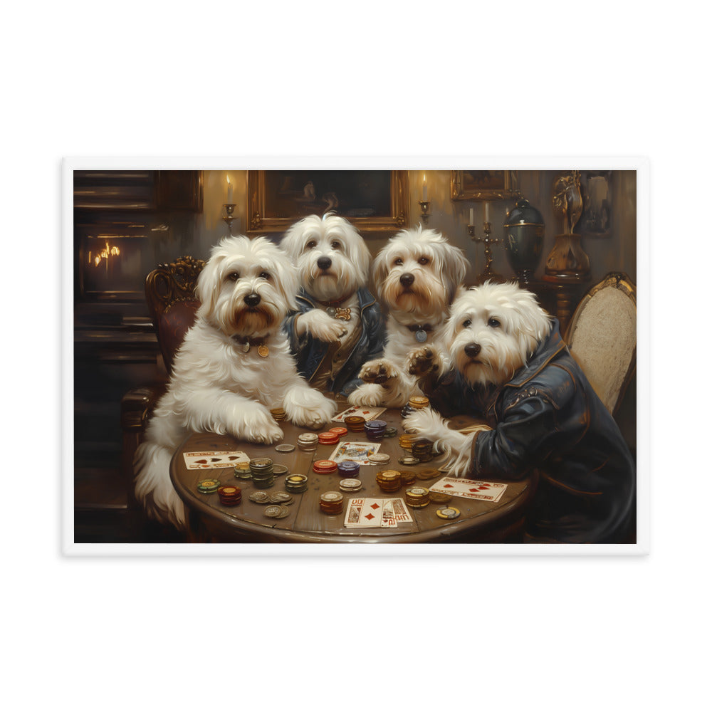 Coton de Tulears play a round of poker.