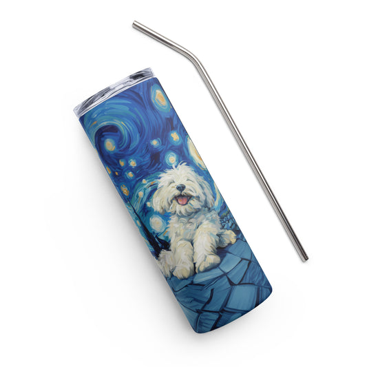Coton de Tulear in a Starry Night Painting Stainless Steel Tumbler