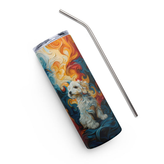 Swirls & Fur: Artistic Dog Stainless Steel Tumbler