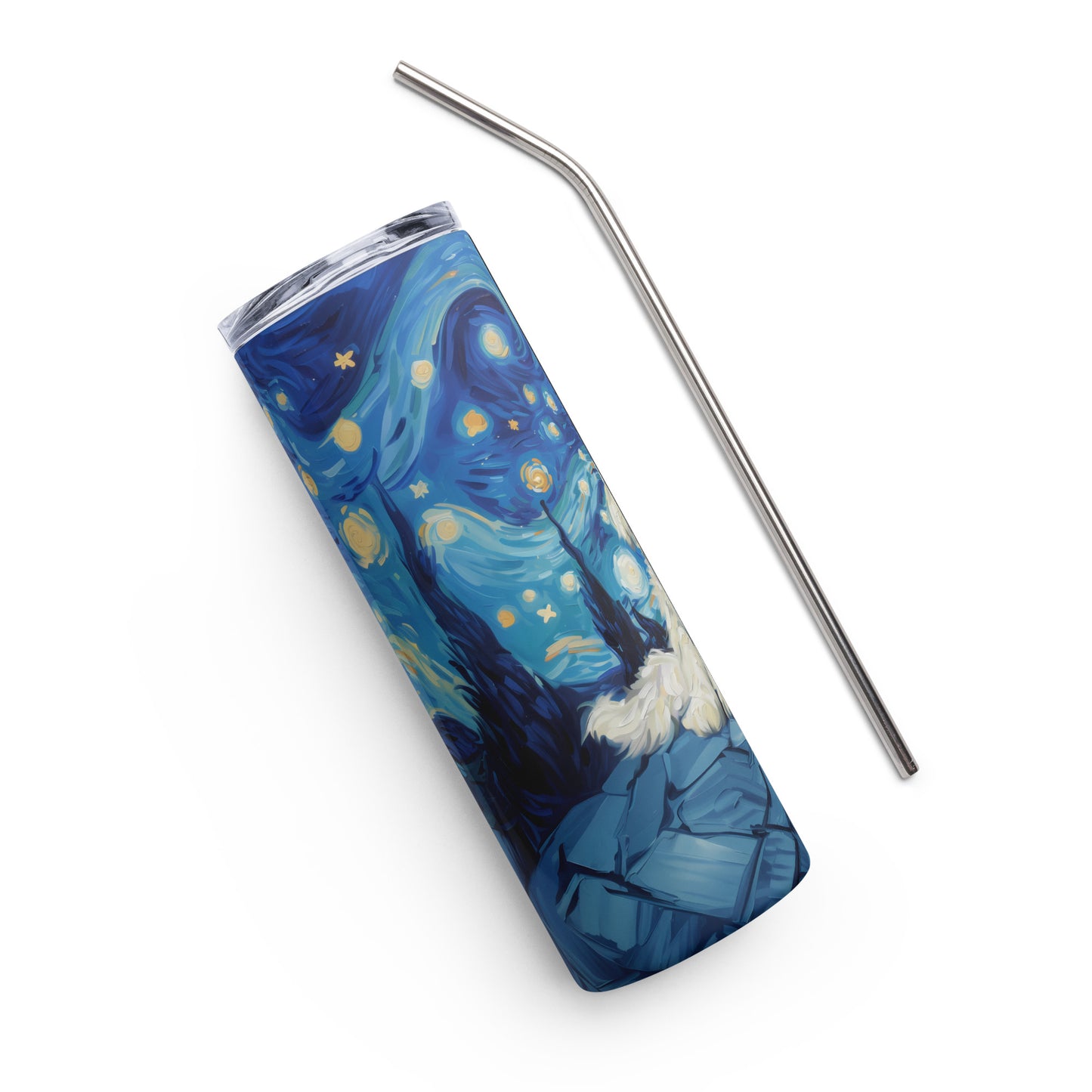 Coton de Tulear in a Starry Night Painting Stainless Steel Tumbler