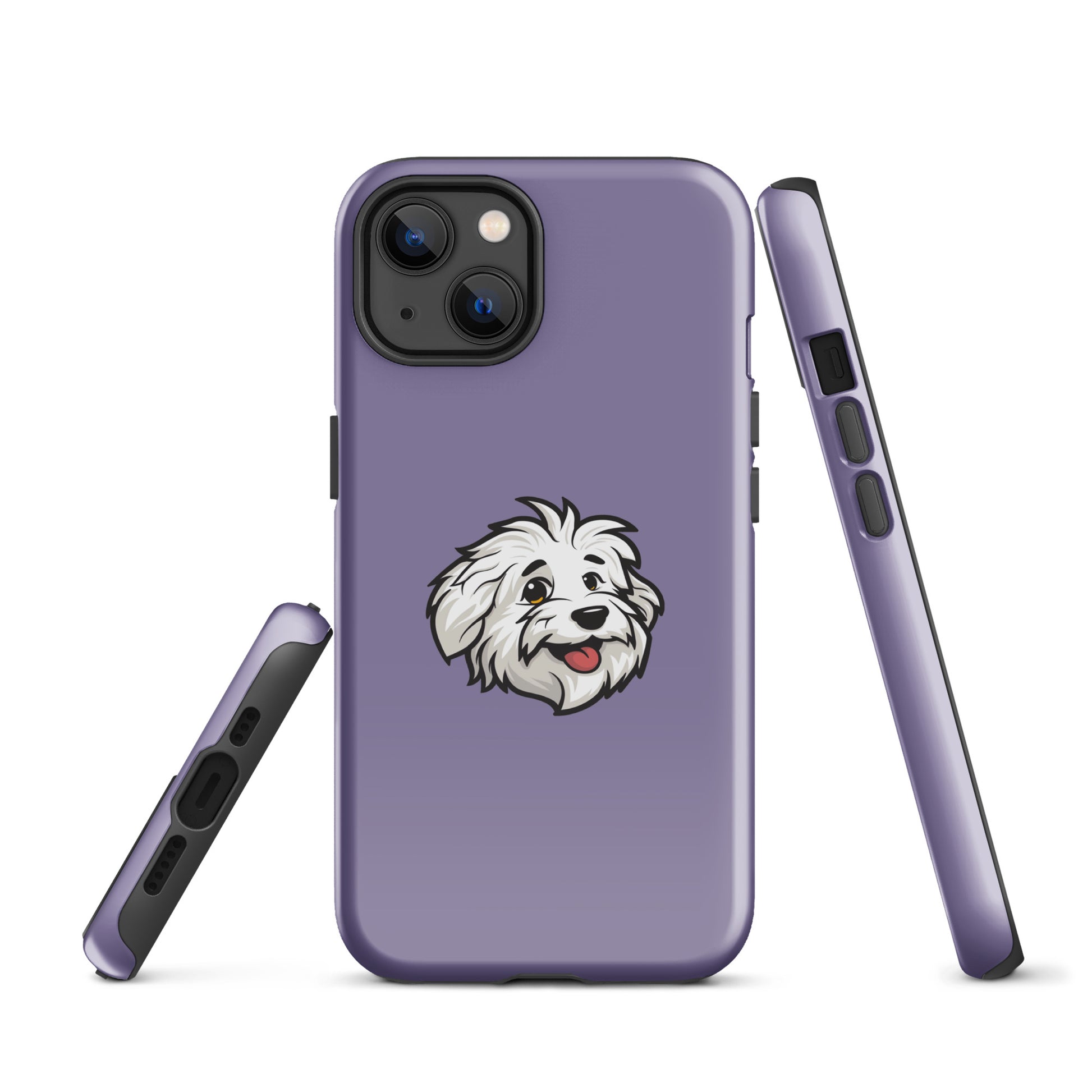 Phone case featuring the Coton de Tulear Shop’s mascot, Sebastian. 