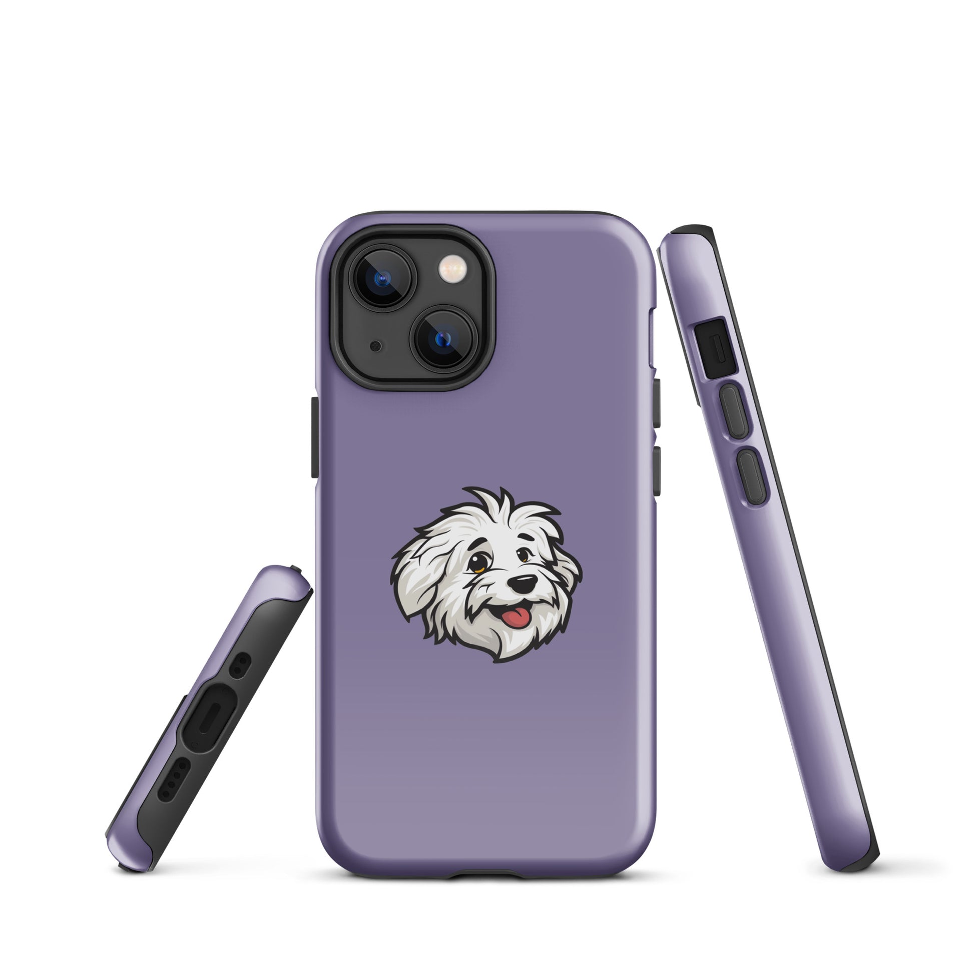 Phone case featuring the Coton de Tulear Shop’s mascot, Sebastian. 