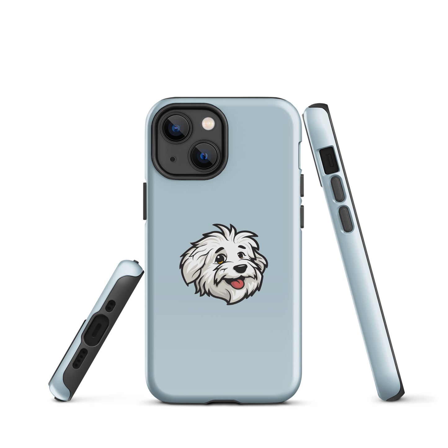 Phone case featuring the Coton de Tulear Shop’s mascot, Sebastian. 