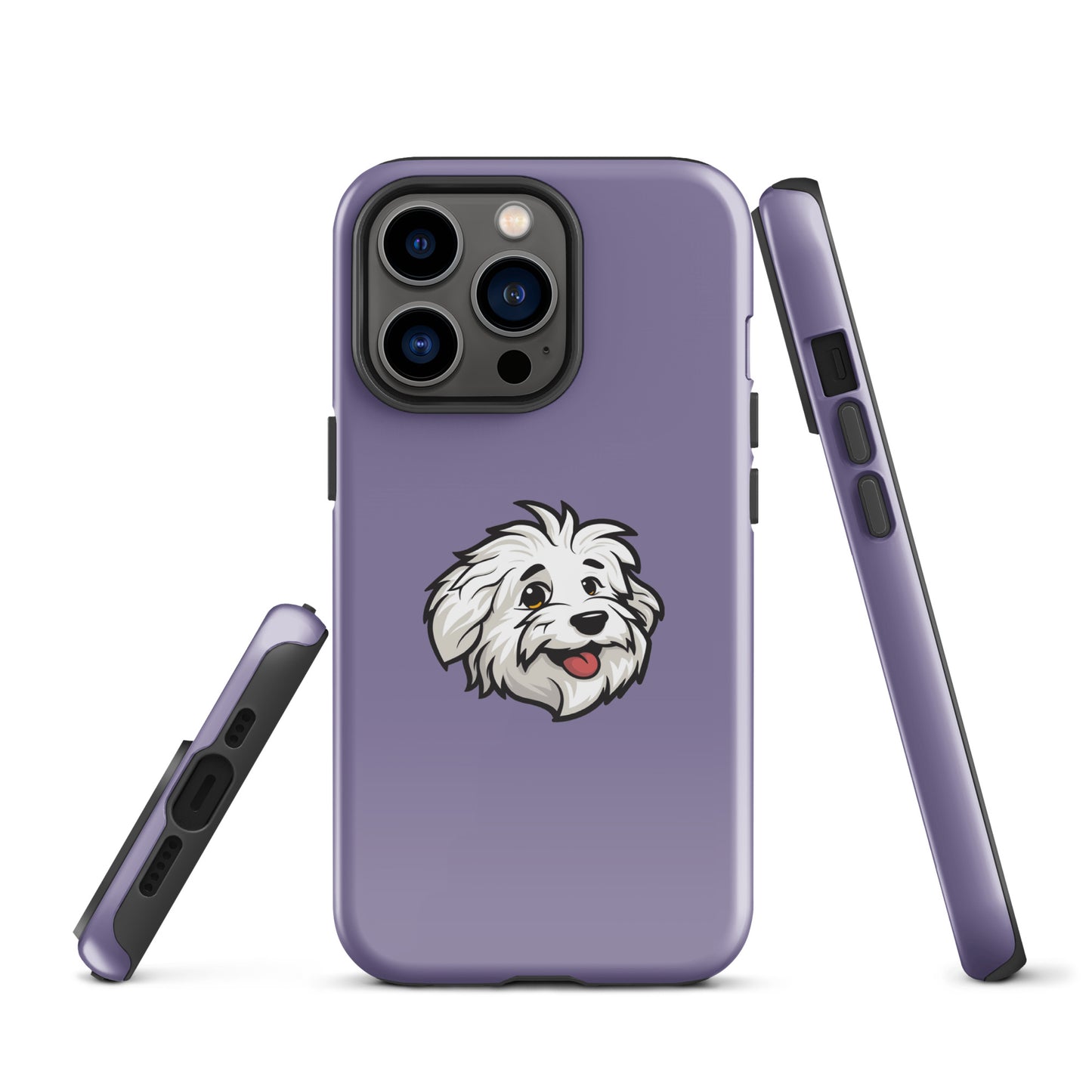 Phone case featuring the Coton de Tulear Shop’s mascot, Sebastian. 