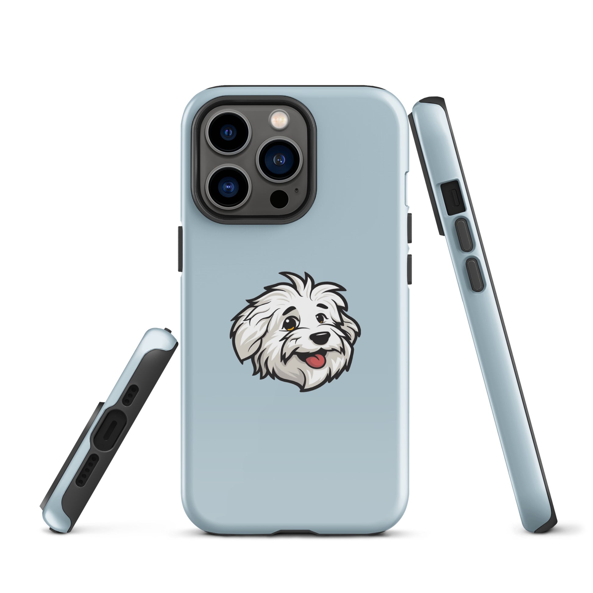 Phone case featuring the Coton de Tulear Shop’s mascot, Sebastian. 