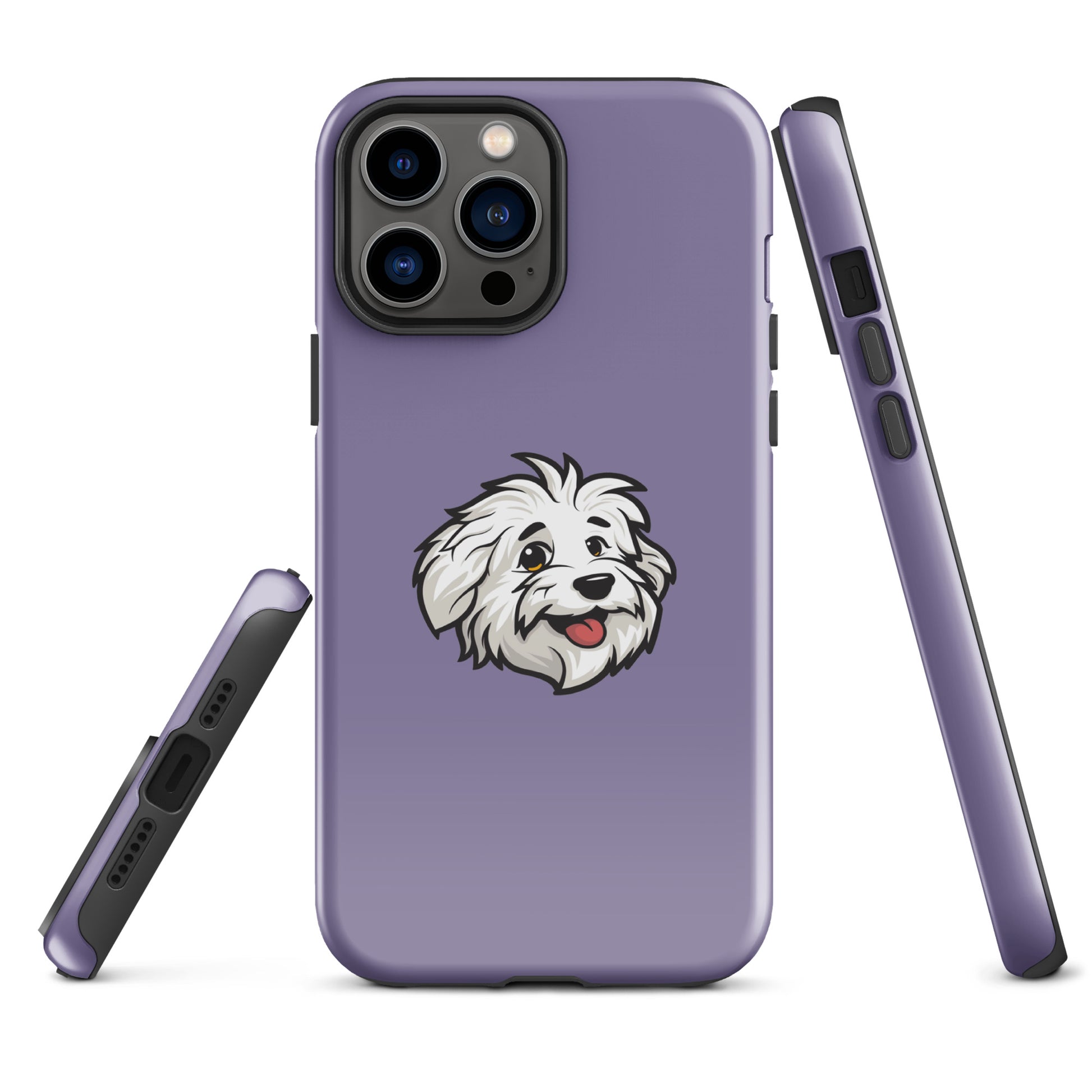 Phone case featuring the Coton de Tulear Shop’s mascot, Sebastian. 