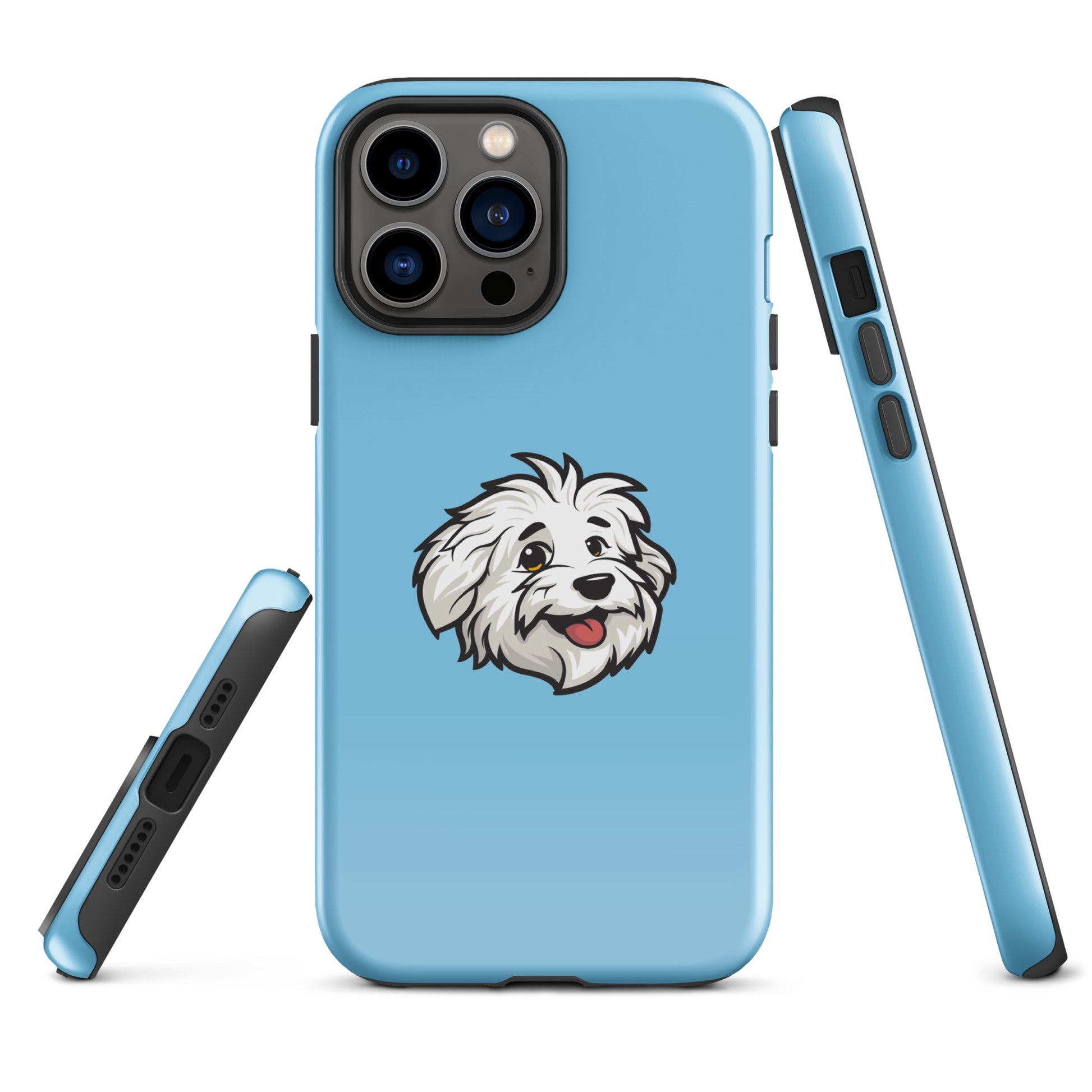 Phone case featuring the Coton de Tulear Shop’s mascot, Sebastian. 