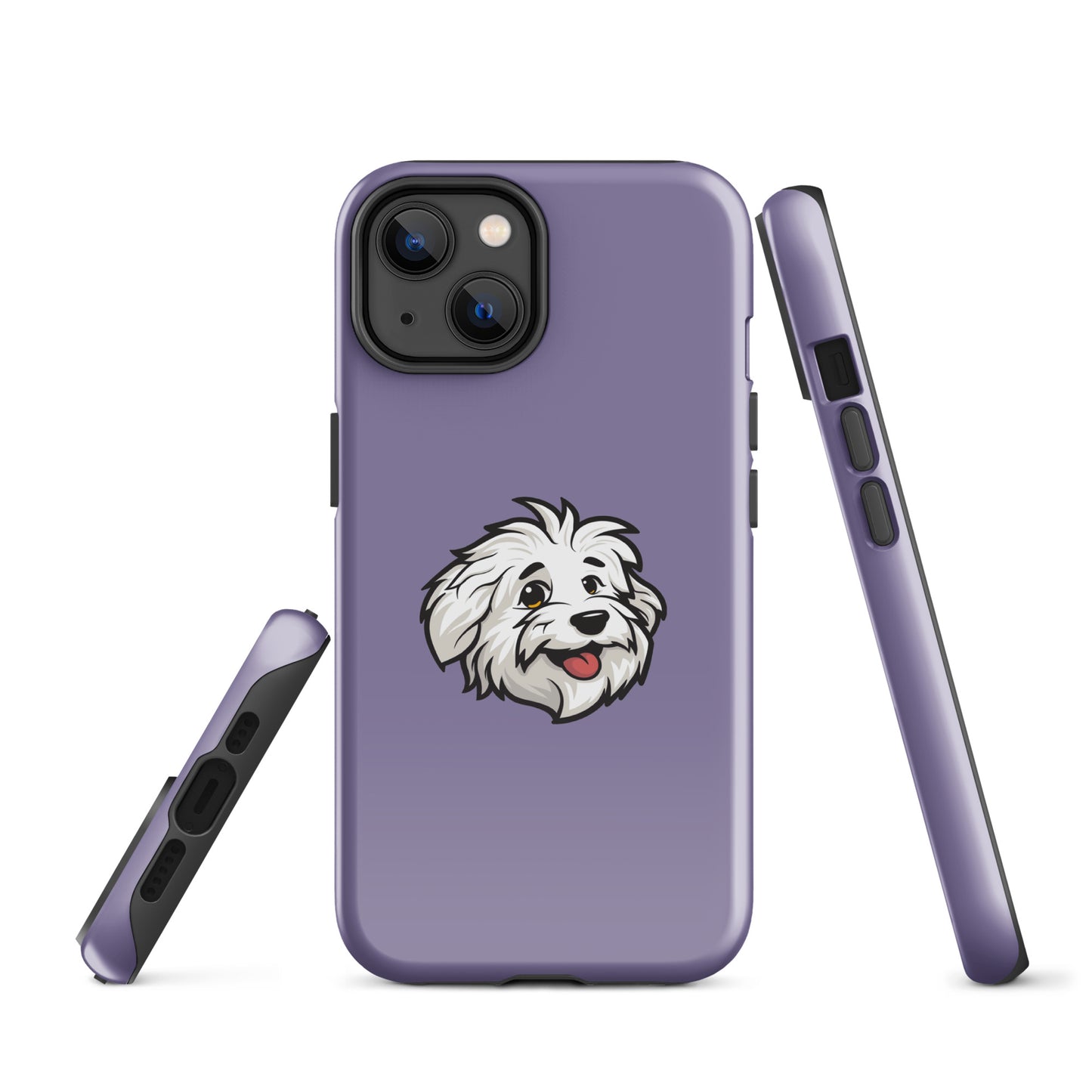 Phone case featuring the Coton de Tulear Shop’s mascot, Sebastian. 