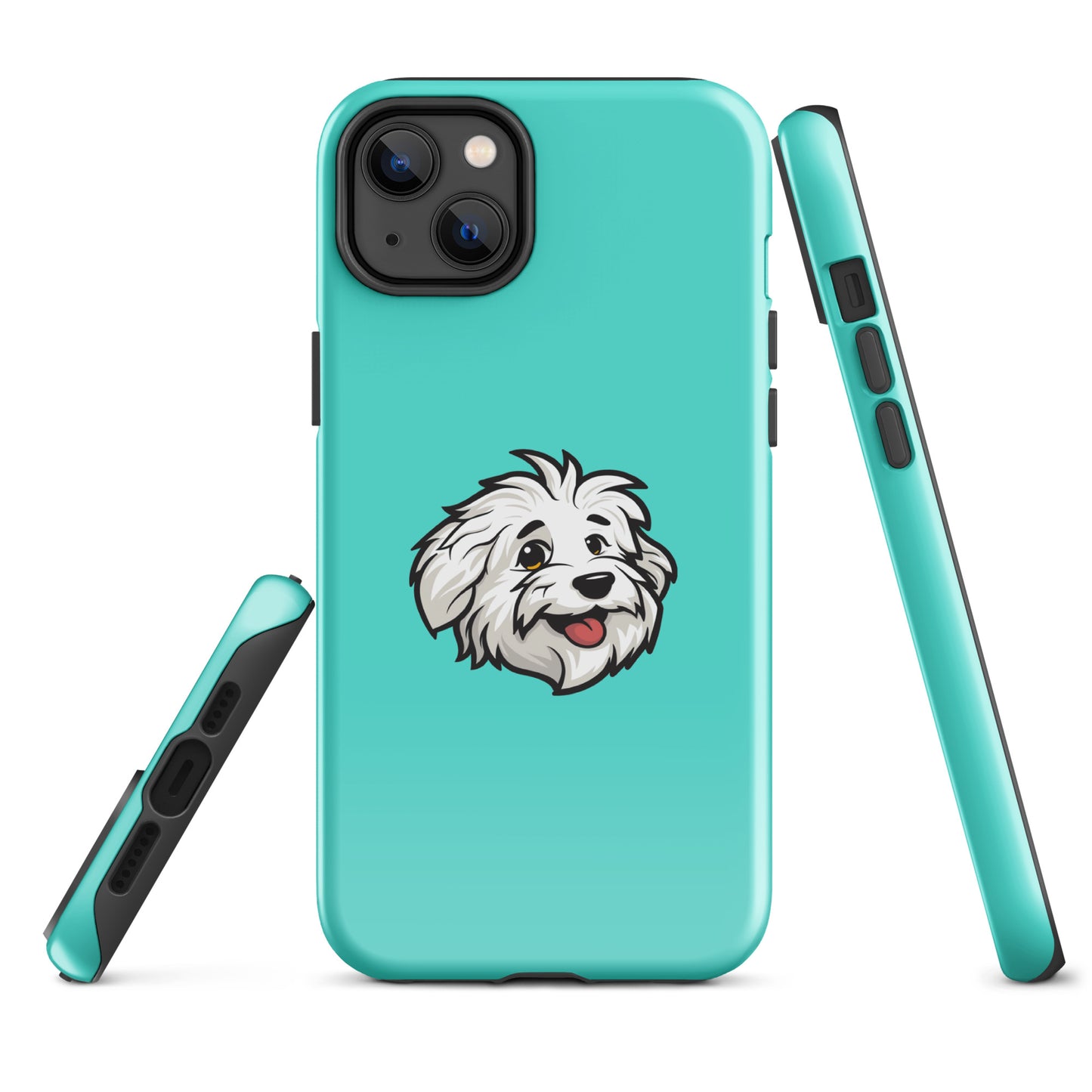 Phone case featuring the Coton de Tulear Shop’s mascot, Sebastian. 