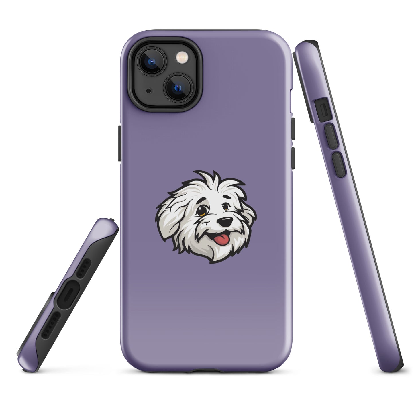 Phone case featuring the Coton de Tulear Shop’s mascot, Sebastian. 