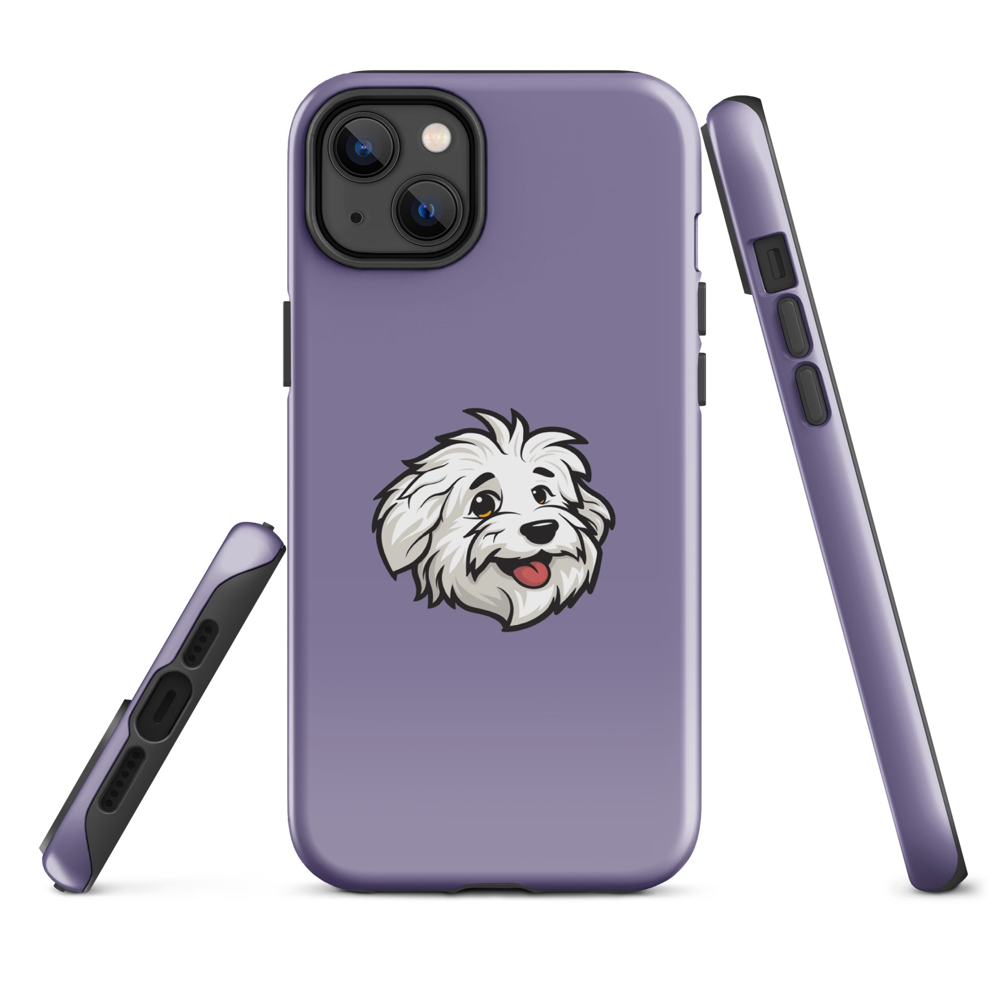 Phone case featuring the Coton de Tulear Shop’s mascot, Sebastian. 