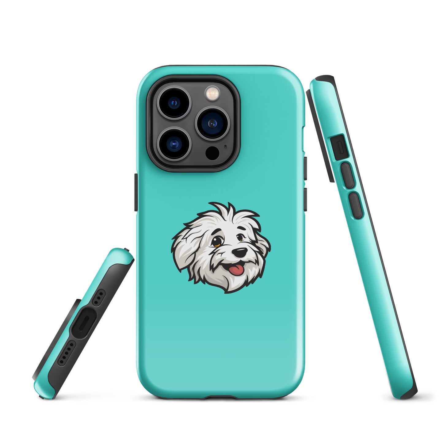 Phone case featuring the Coton de Tulear Shop’s mascot, Sebastian. 