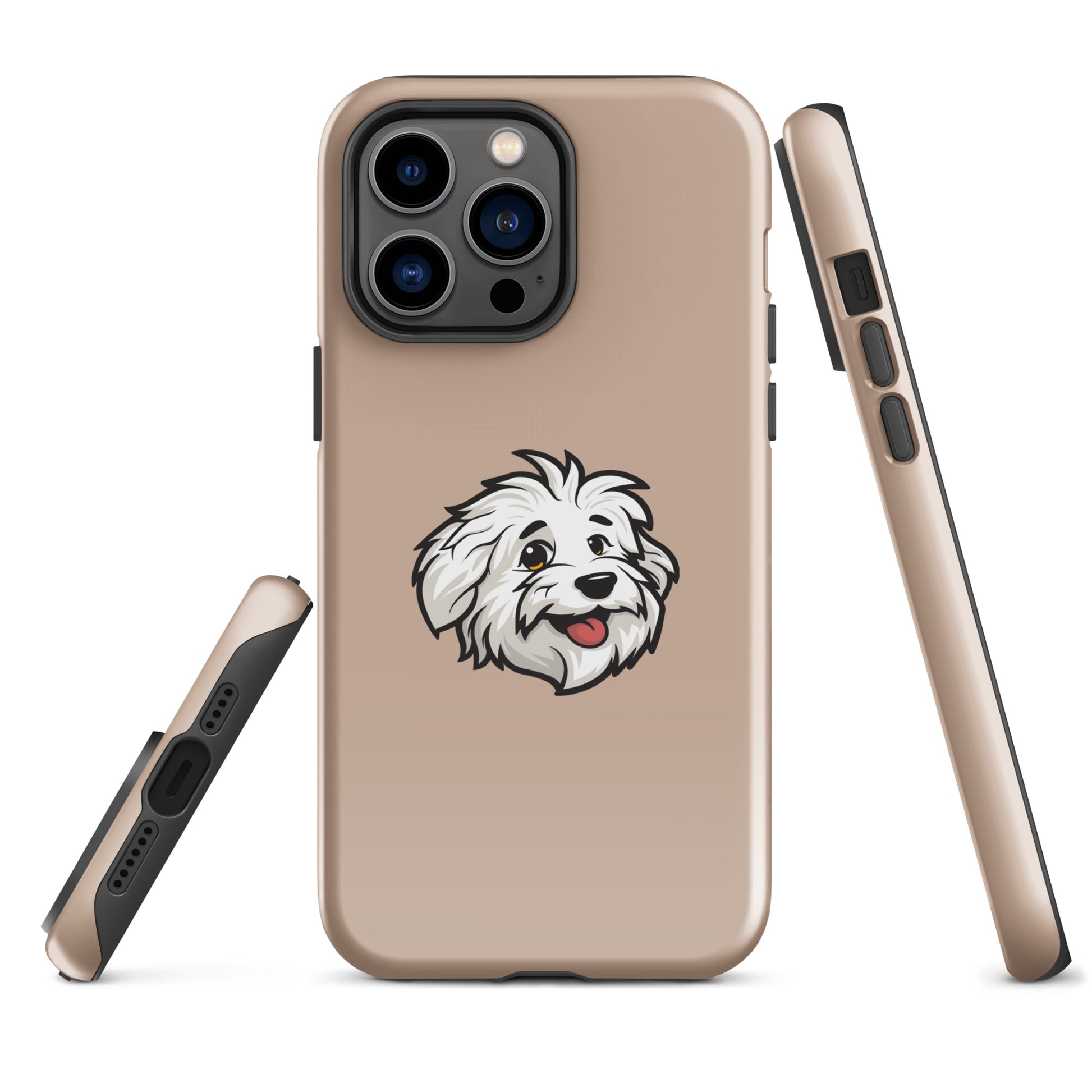 Phone case featuring the Coton de Tulear Shop’s mascot, Sebastian. 