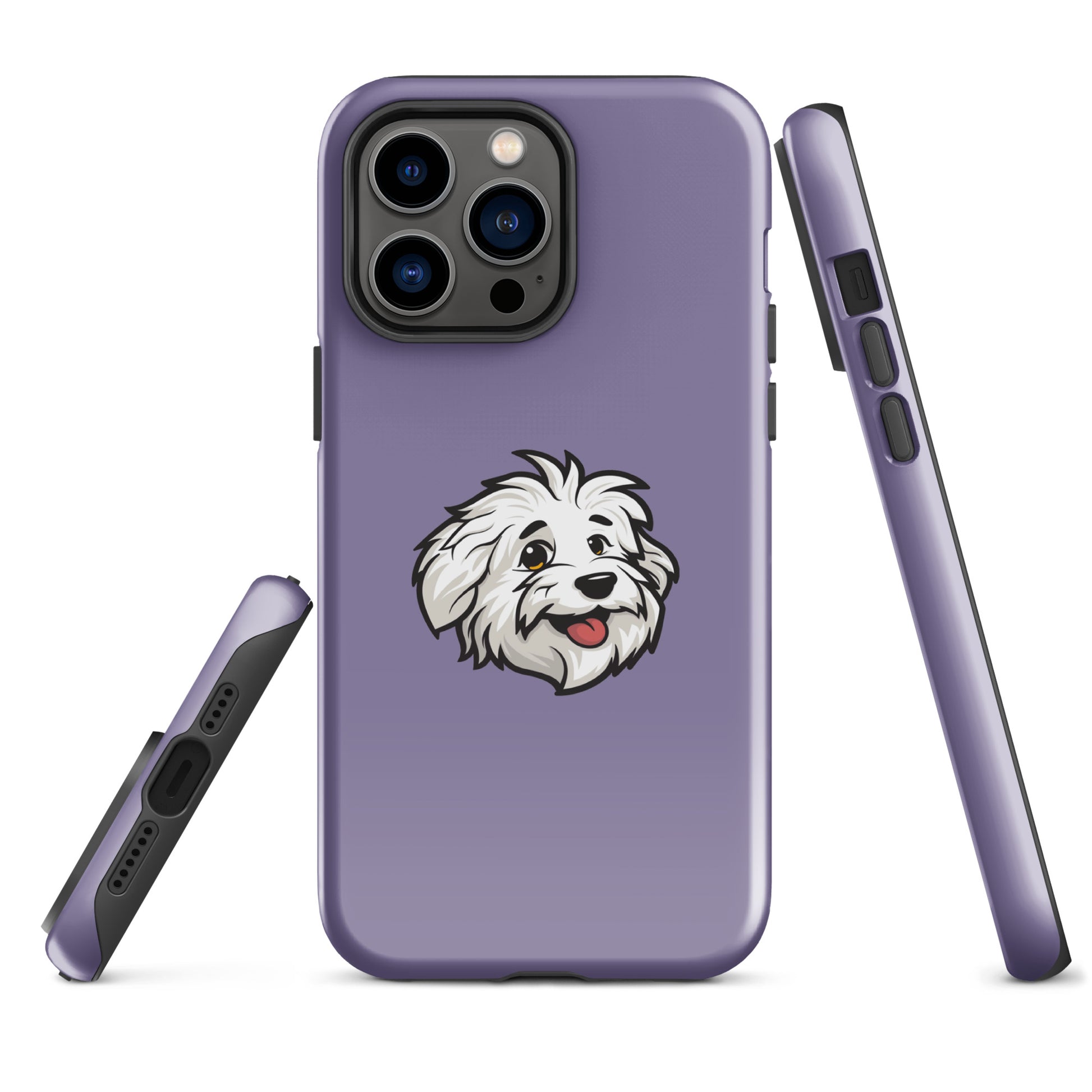 Phone case featuring the Coton de Tulear Shop’s mascot, Sebastian. 