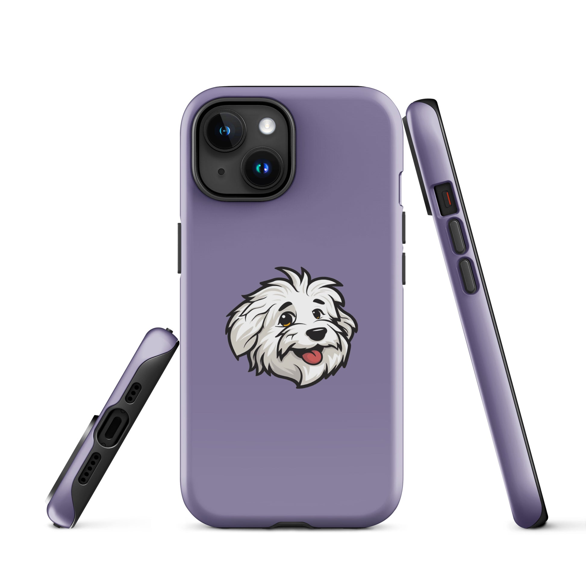 Phone case featuring the Coton de Tulear Shop’s mascot, Sebastian. 