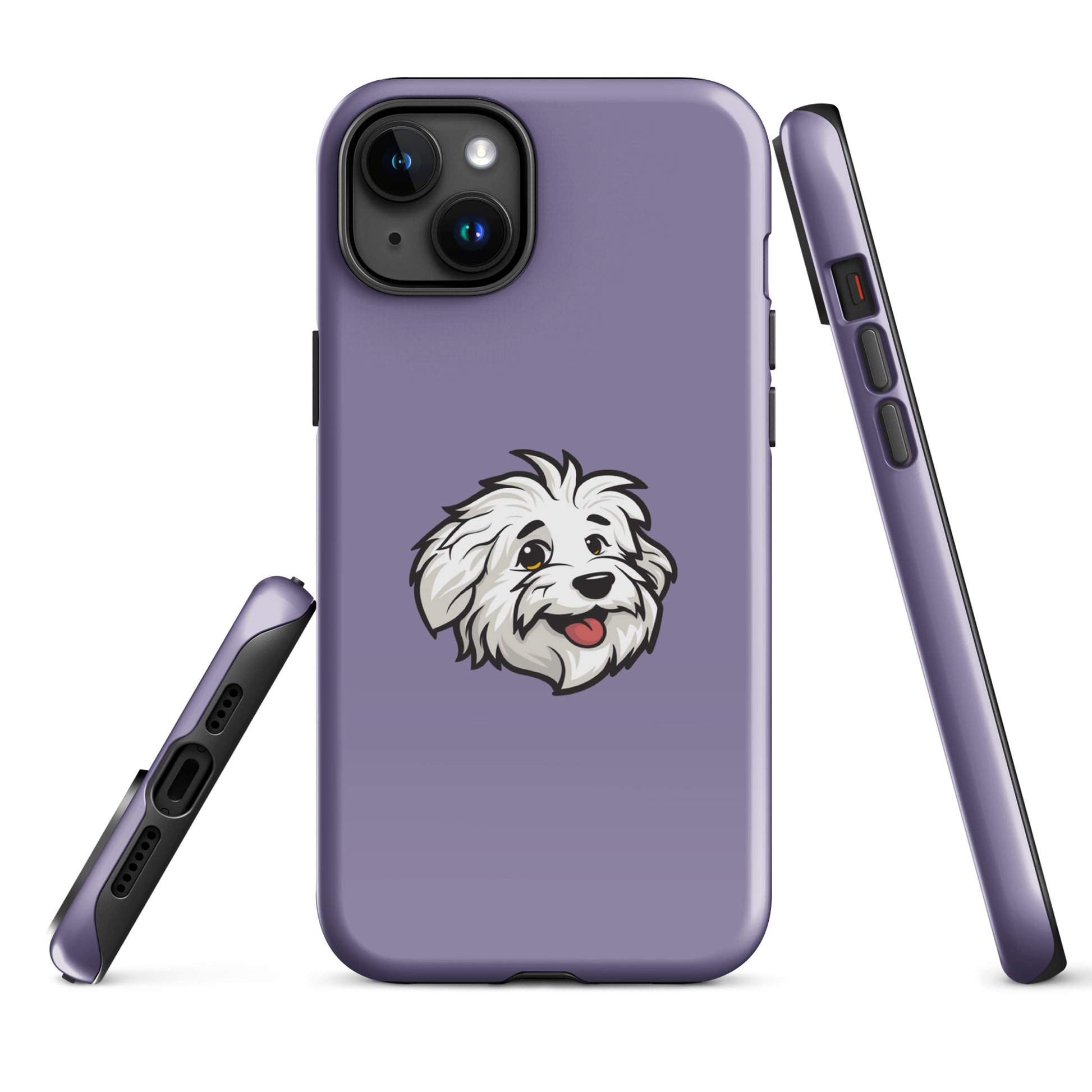 Phone case featuring the Coton de Tulear Shop’s mascot, Sebastian. 