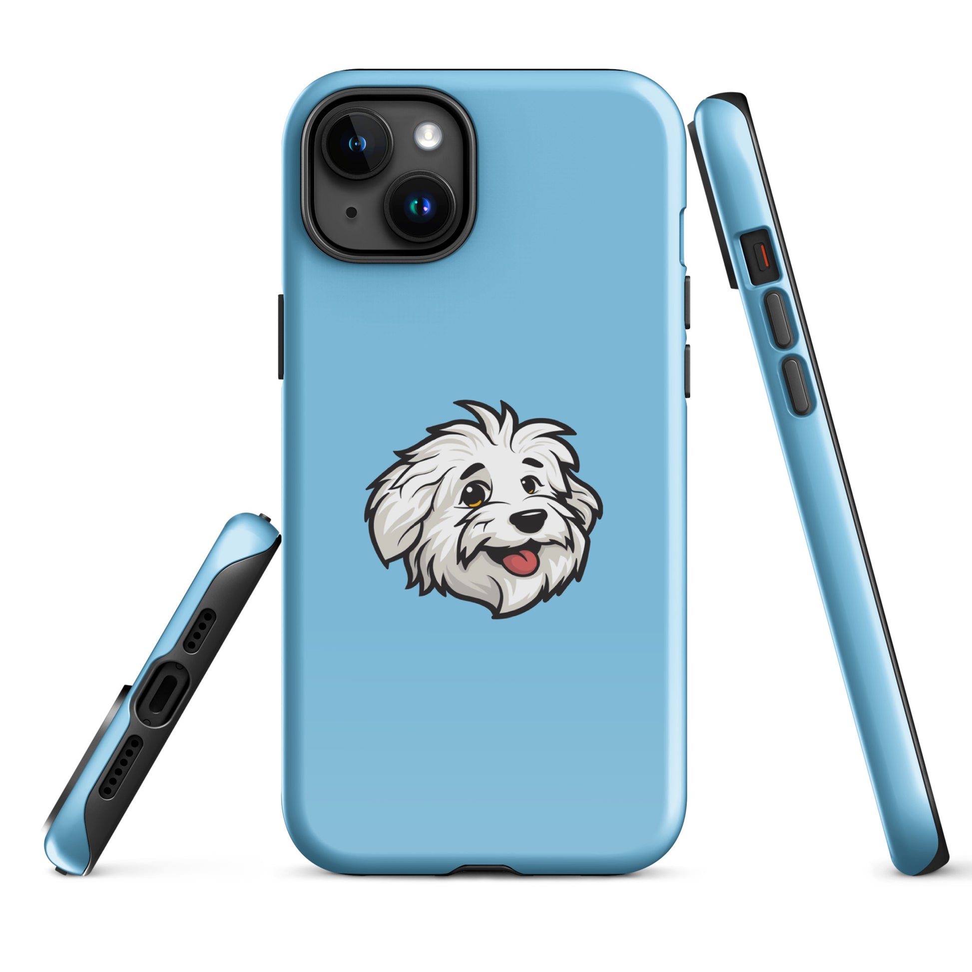 Phone case featuring the Coton de Tulear Shop’s mascot, Sebastian. 