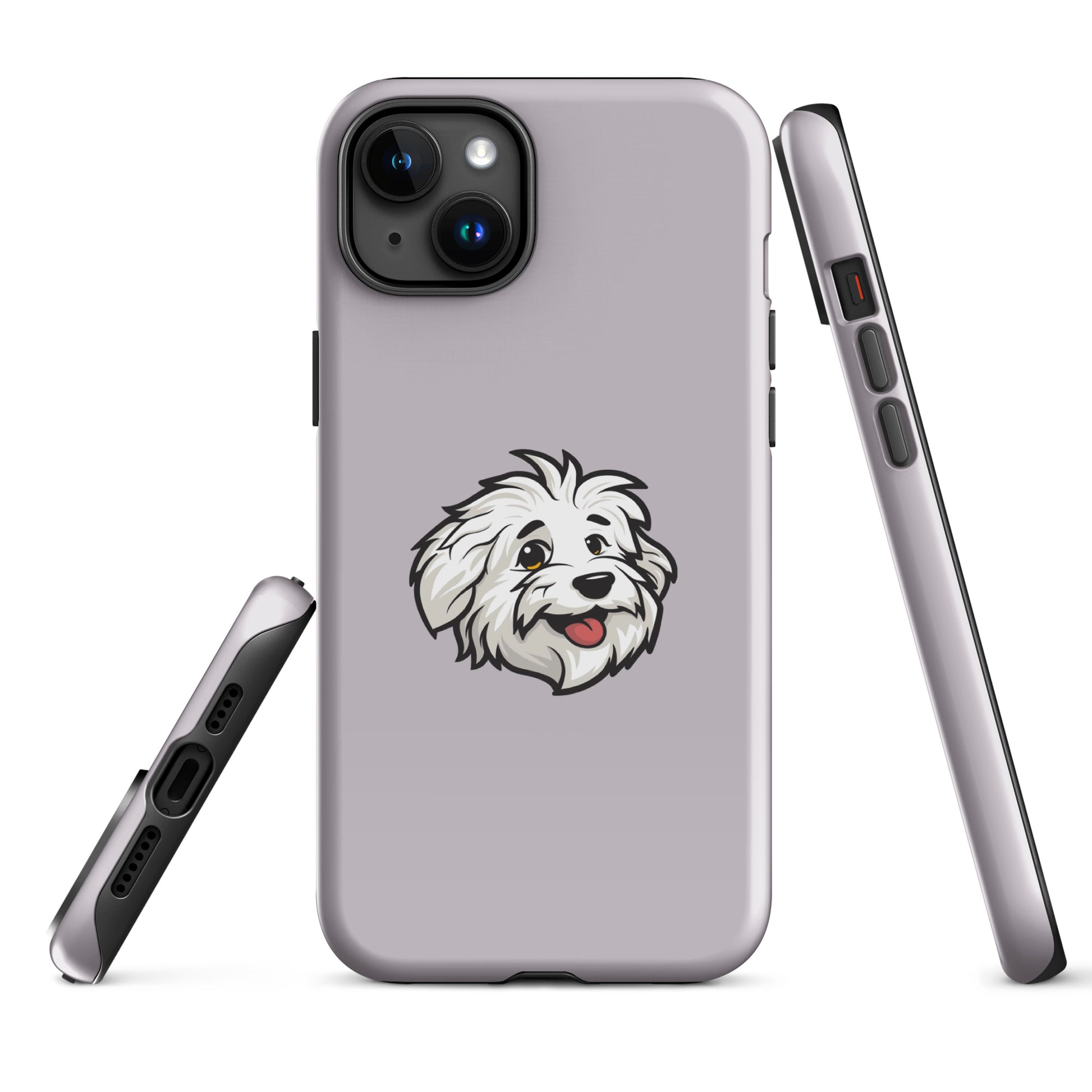 Phone case featuring the Coton de Tulear Shop’s mascot, Sebastian. 