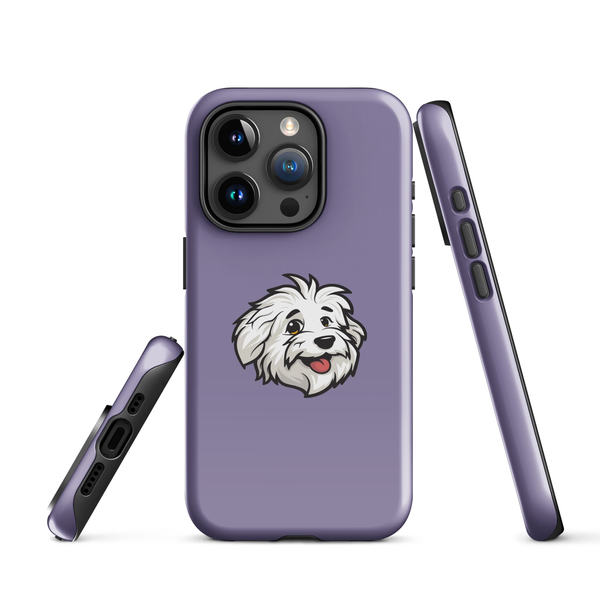 Phone case featuring the Coton de Tulear Shop’s mascot, Sebastian. 