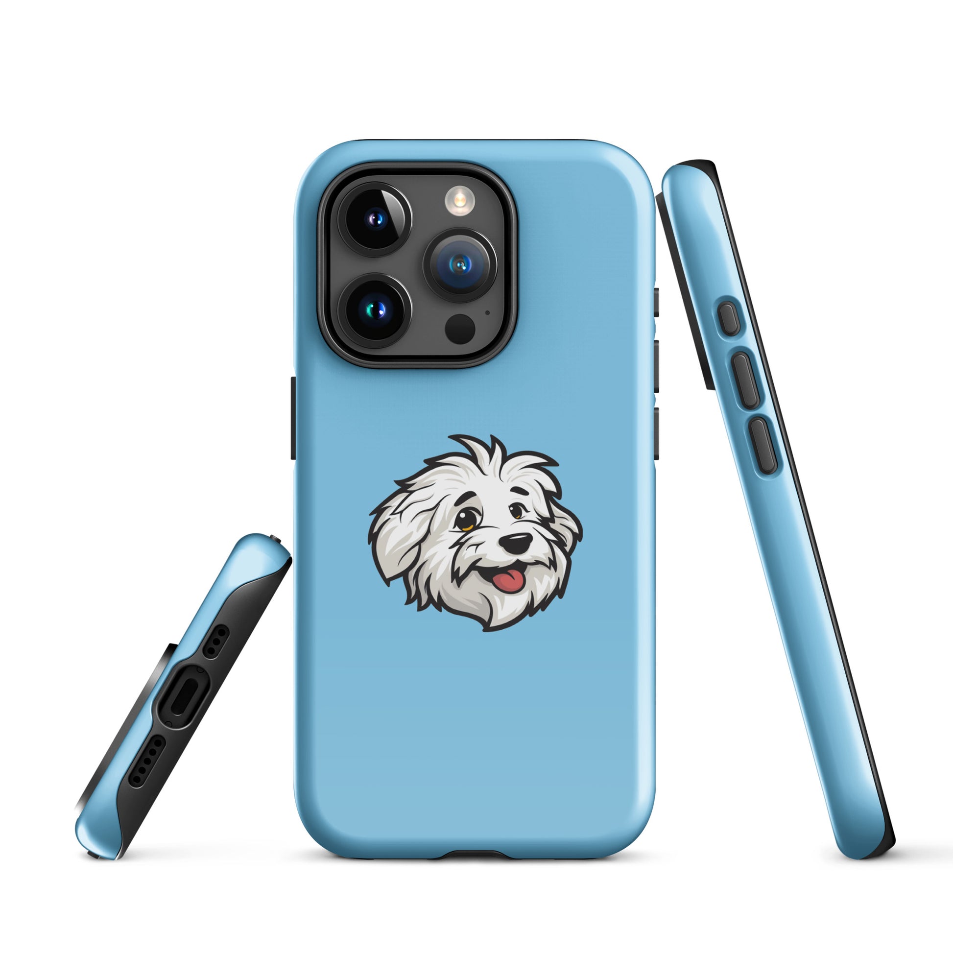 Phone case featuring the Coton de Tulear Shop’s mascot, Sebastian. 