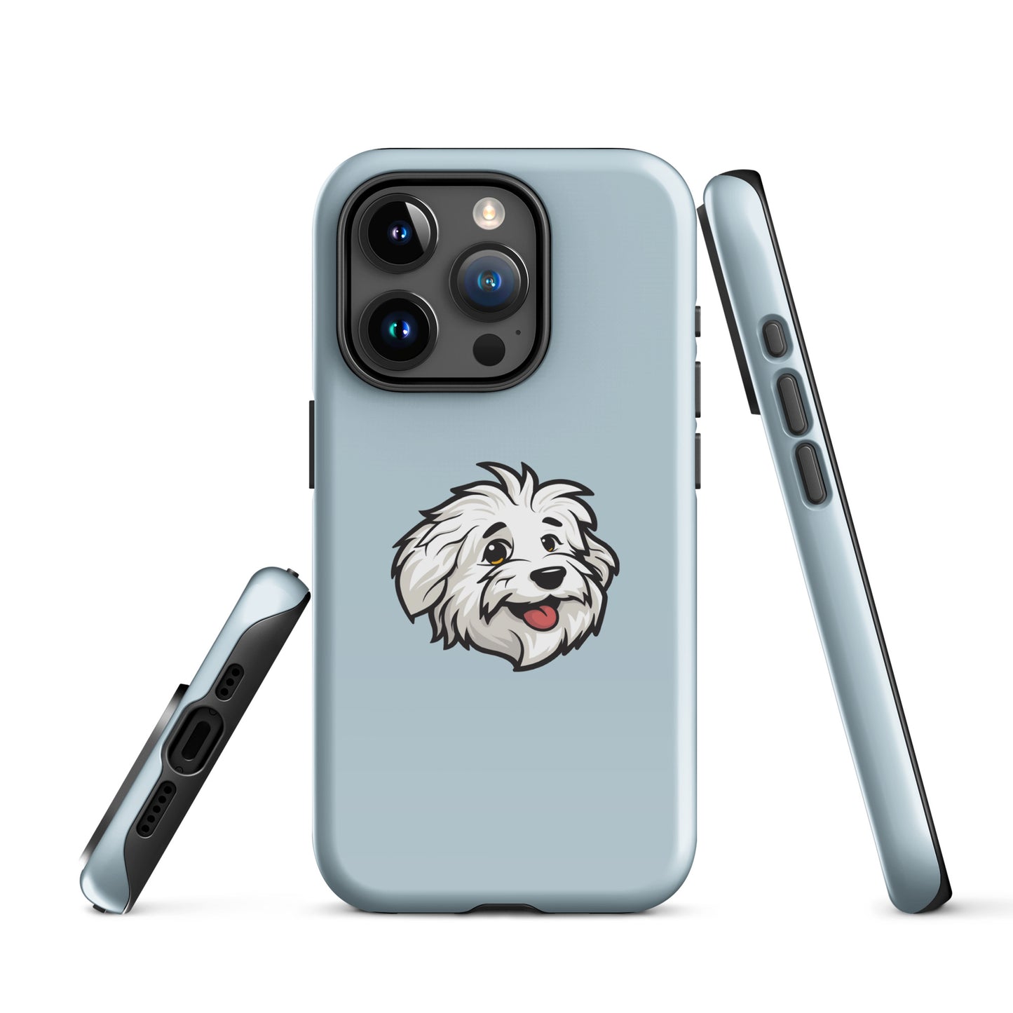 Phone case featuring the Coton de Tulear Shop’s mascot, Sebastian. 