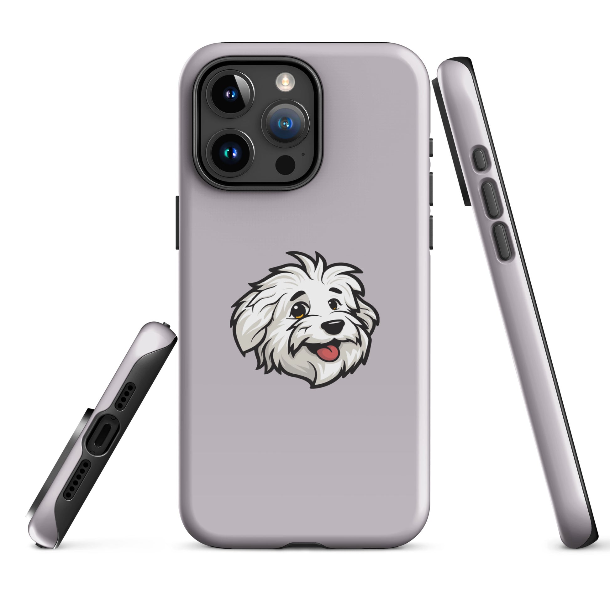 Phone case featuring the Coton de Tulear Shop’s mascot, Sebastian. 