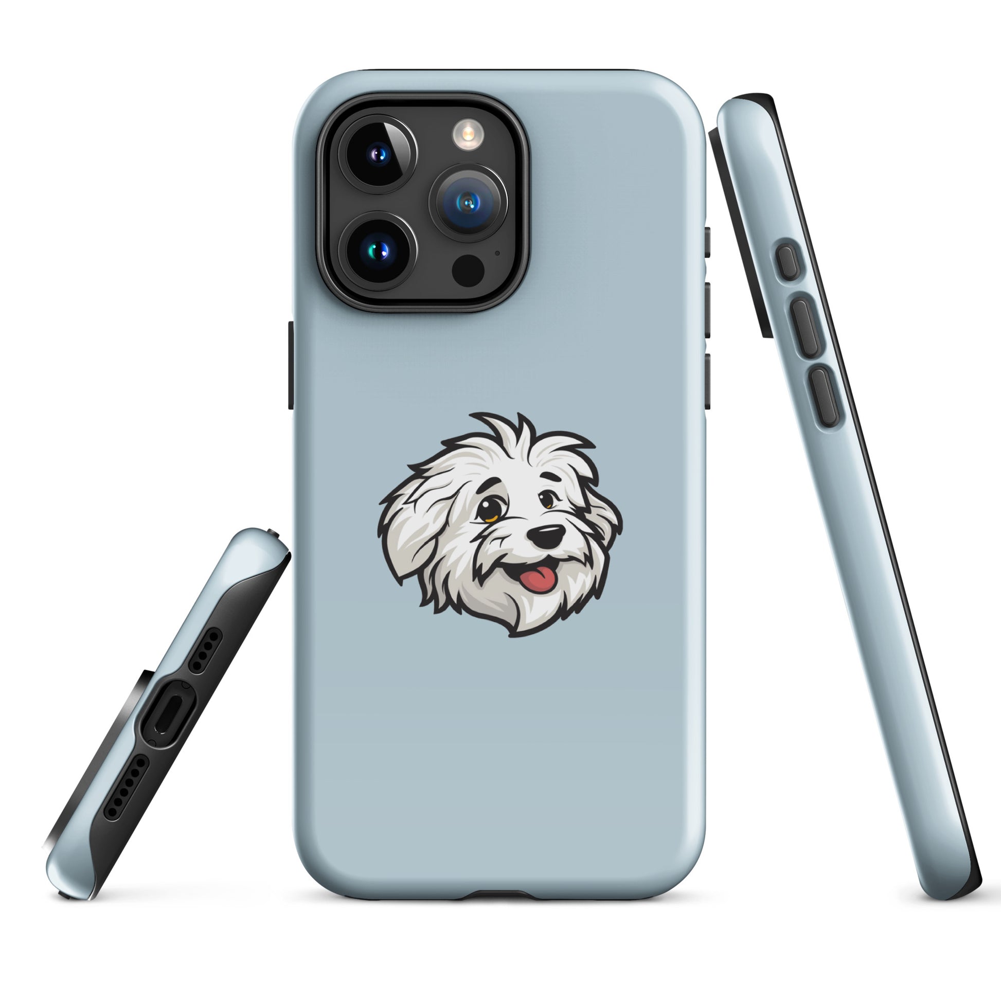 Phone case featuring the Coton de Tulear Shop’s mascot, Sebastian. 