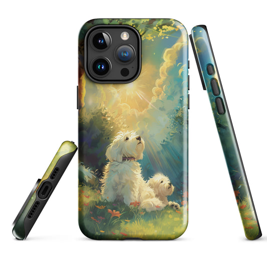 Golden Hour Frolic: Coton de Tulear Meadow Tough iPhone Case