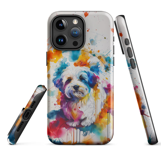 Color Splash Coton: Vibrant Watercolor Coton de Tulear Tough iPhone Case